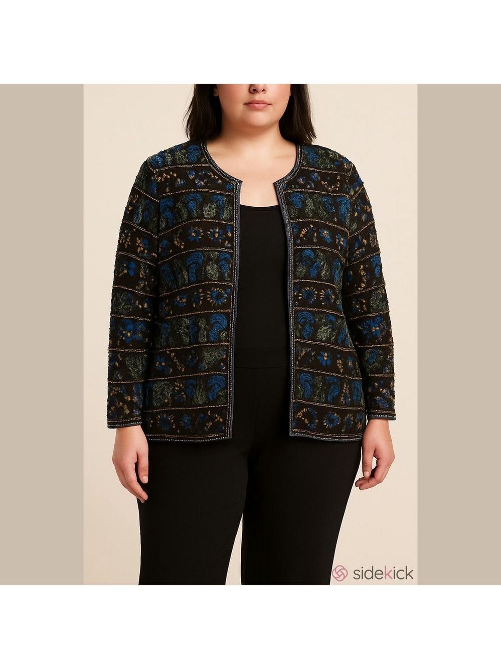 Evening Sequins Party Jacket Black Blue Silver Flashy